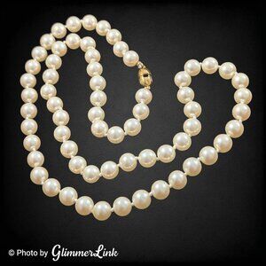 Vintage Monet Classic Creamy White Knotted Faux Pearl Gold Tone Necklace Bridal